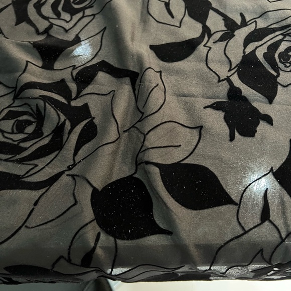 BLACK on BLACK 68” x 20” EMBELLISHED SCARF with SWAROVSKI CRYSTALS. - Picture 6 of 10